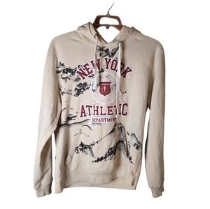 Blind Rooster New York Athletic Hoodie Cream Graphic Pullover Men’s Large